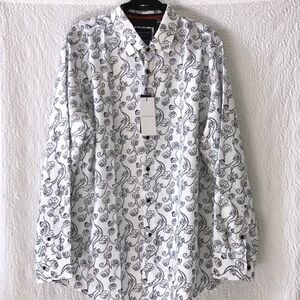 Silver Stone Collection Modern Fit Long Sleeve Floral Dress Shirt